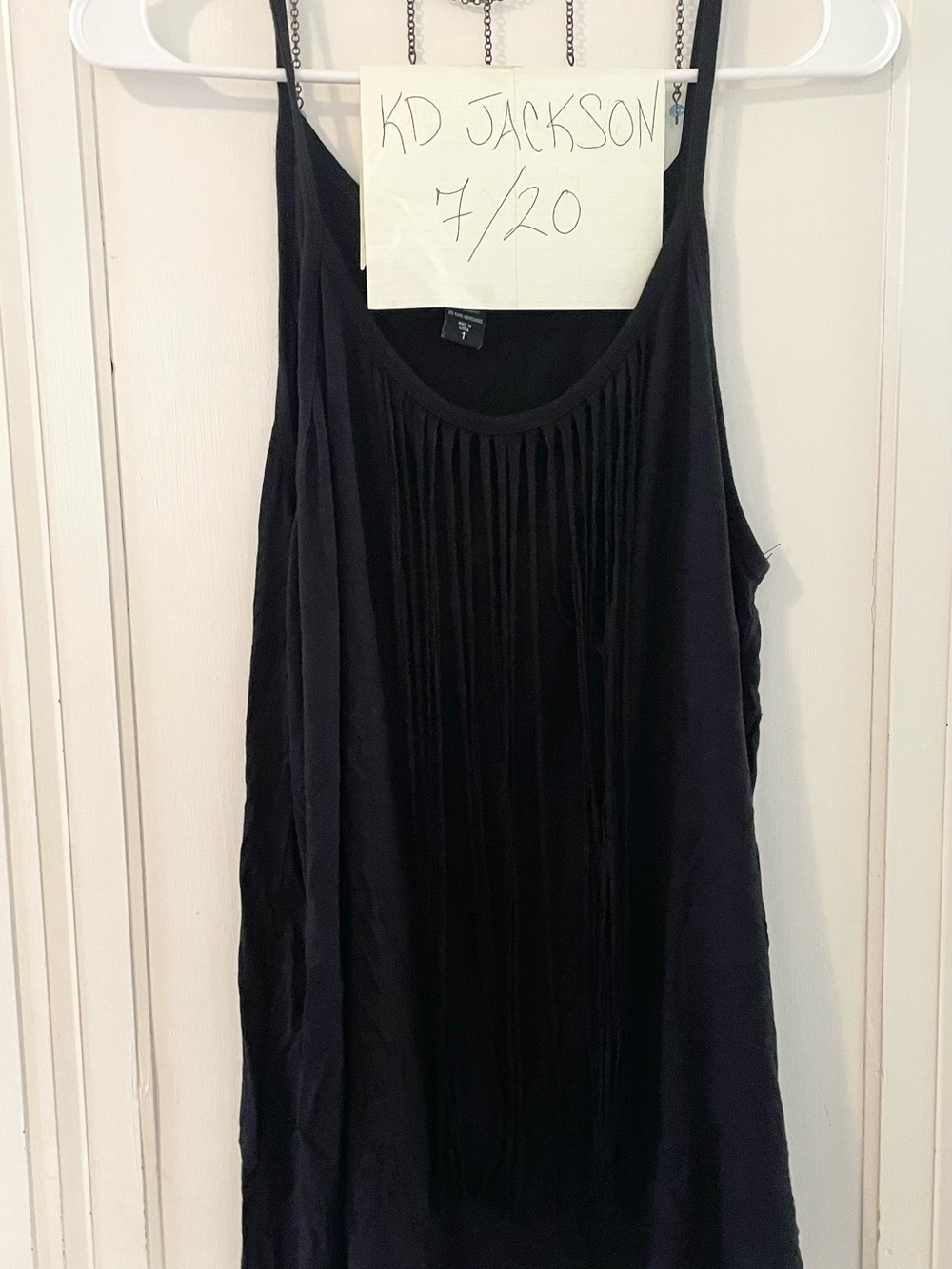 Women's Black Fringe Front Tank Top